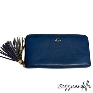 UGG Navy Blue Wallet with Tassel & Canvas Interior